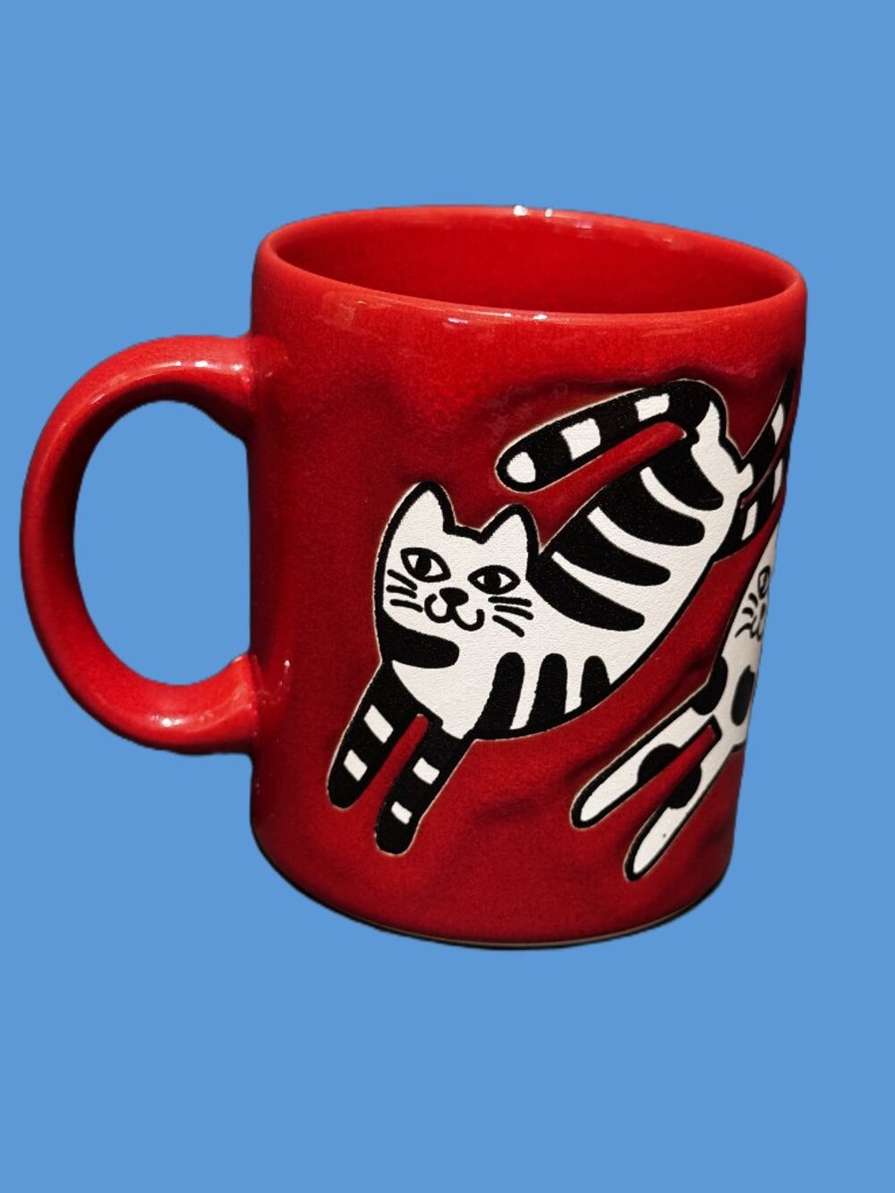 Waechtersbach Red Glaze Cat Stoneware 12 oz. Mug, Spain, Vintage Circa 1980